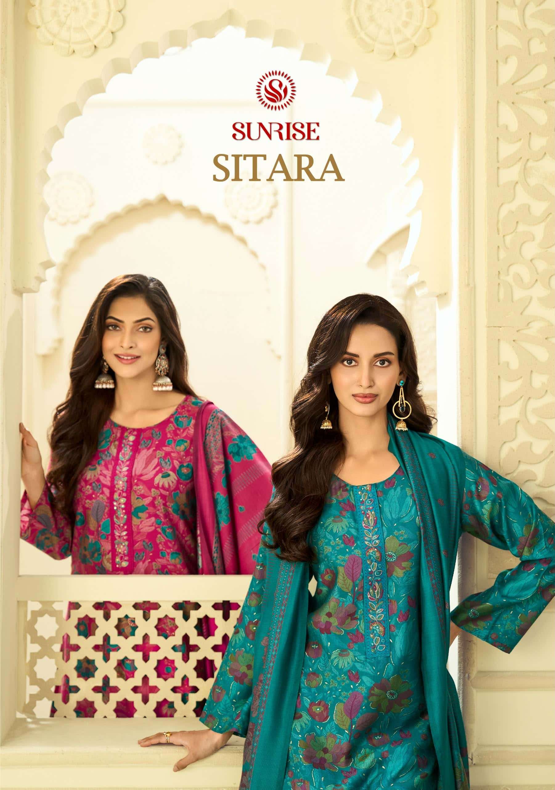 Sunrise Sitara Fancy Silk Premium Wear Ladies Suit Catalog Dealers