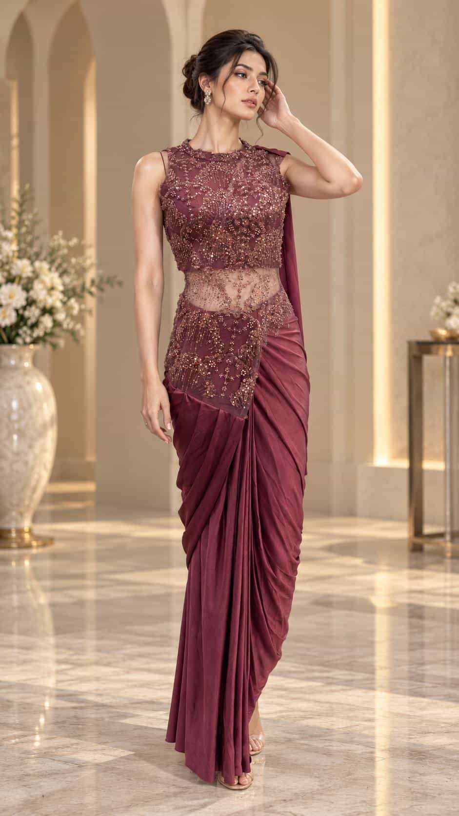 Amoha 102473 Colors Party Wear Drape Saree Collection Exporters