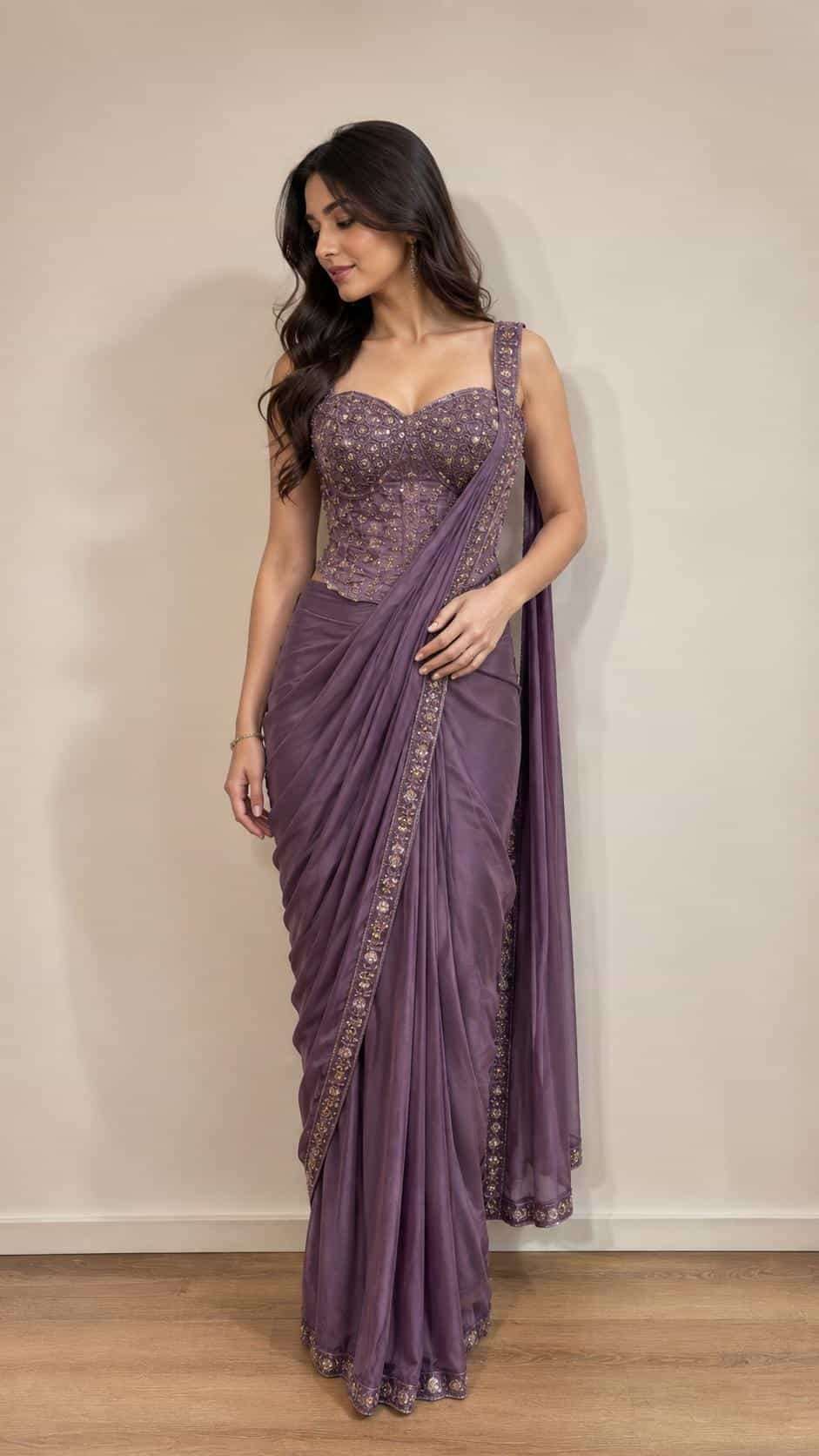 Amoha A569 Colors Party Wear Designer Drape Saree Collection Exporter