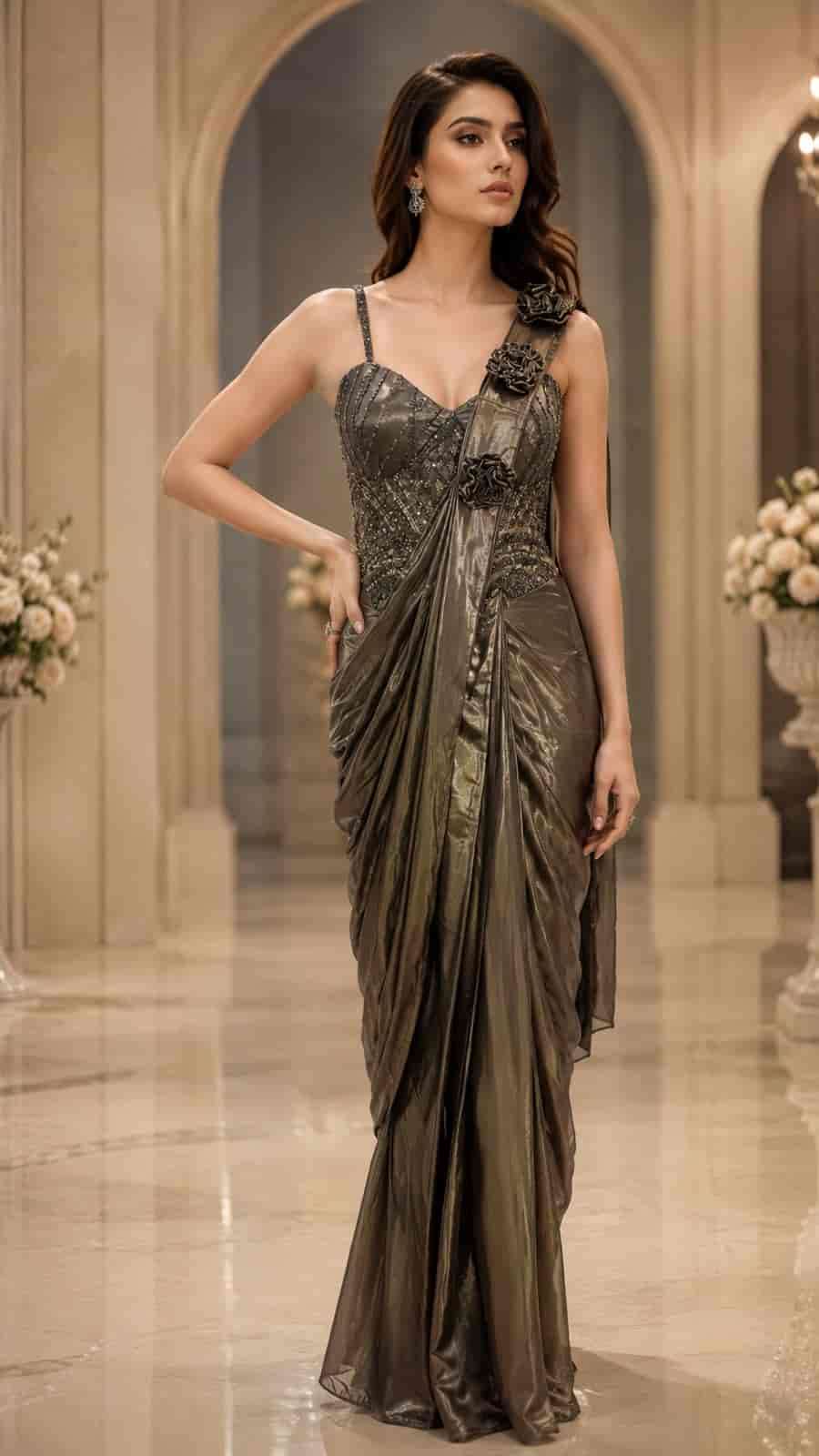 Amoha A570 Colors Ready Wear Designer Armani Saree Collection Supplier
