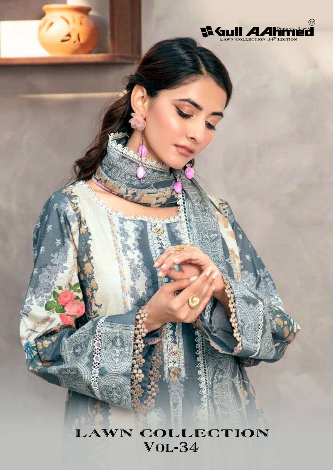 Gull Ahmed Lawn Collection Vol 34 Readymade Karachi Cotton Dress Suppliers