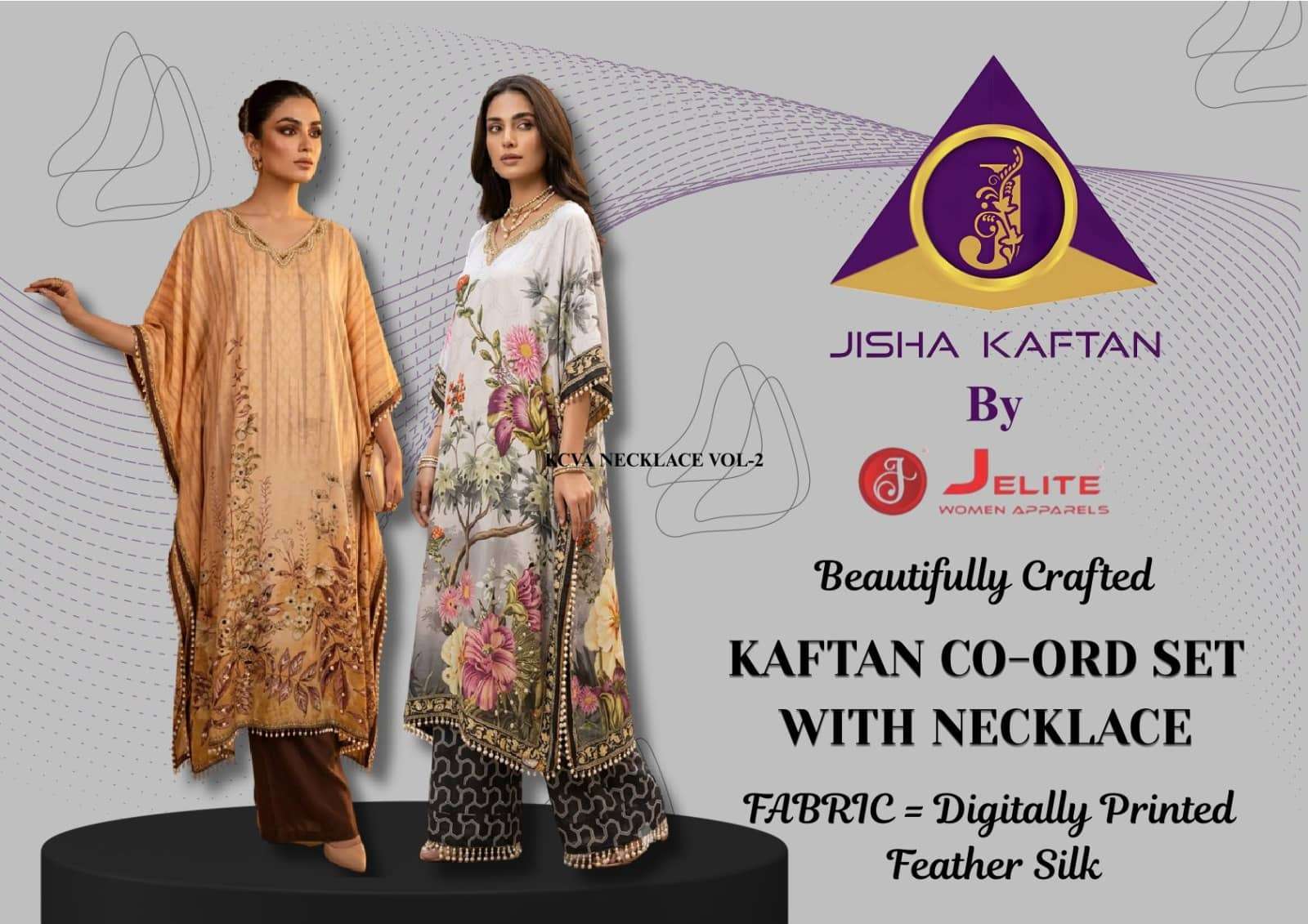 Jisha Kaftan Co Ord Set With Necklace Vol 2 Premium Kaftan Cord Set Suppliers