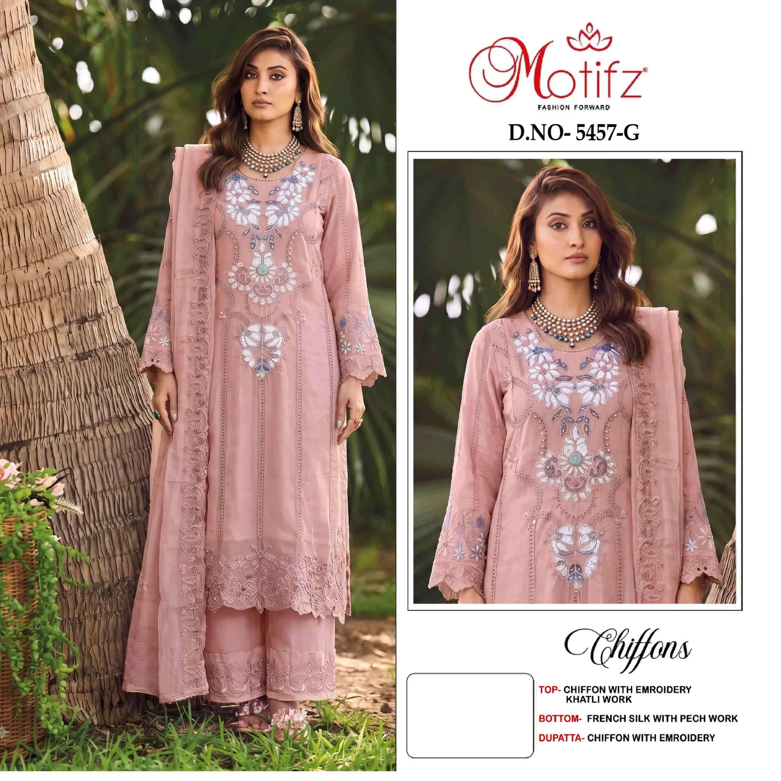 Motifz D 5457 Efgh Chiffon Pakistani Dress New Collection
