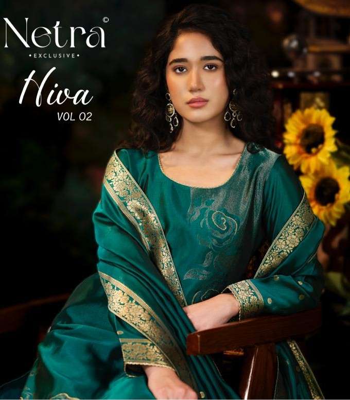 Netra Hiva Vol 2 Designer Jacquard Silk Ladies Dress Wholesalers