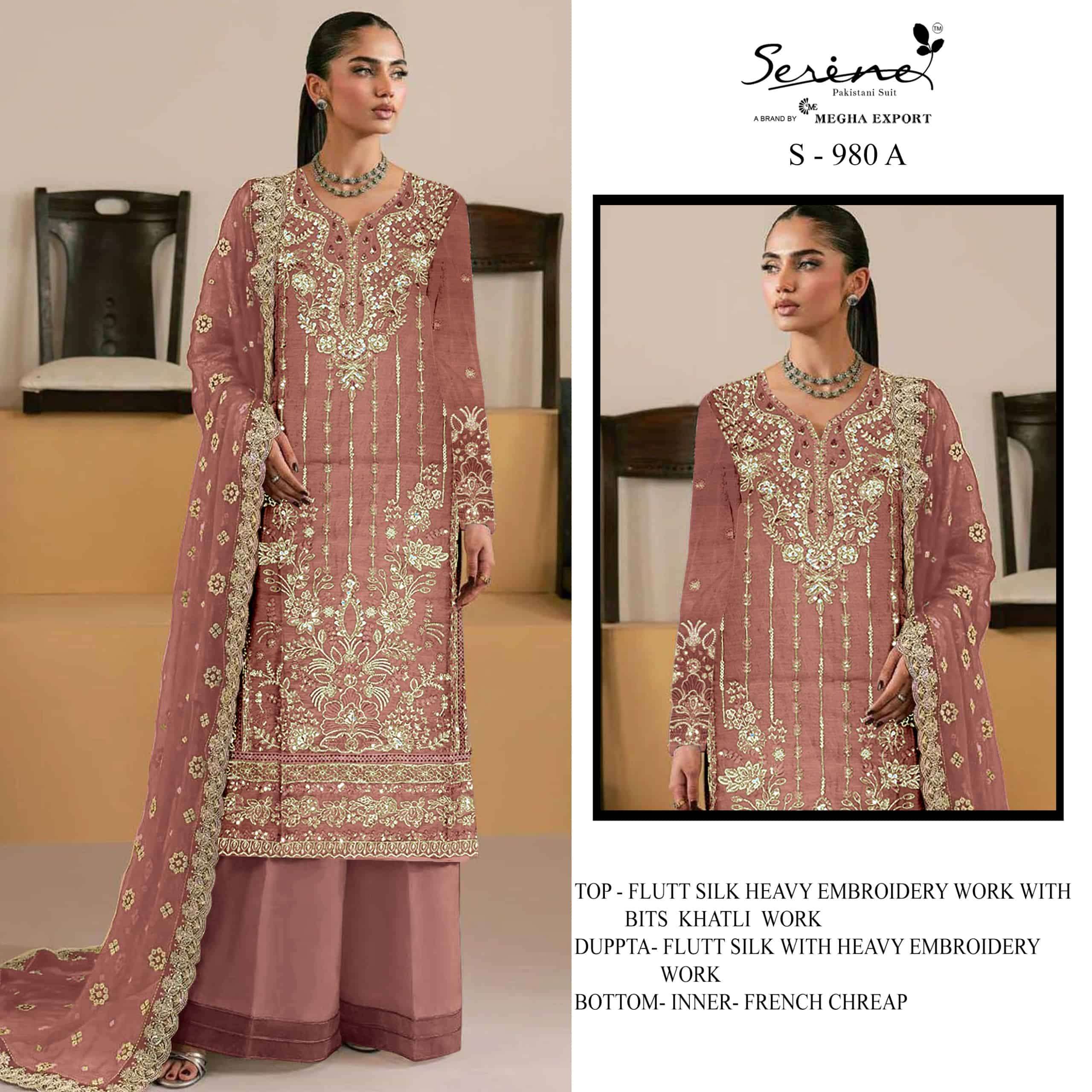 Serine S 980 Abcd Pakistani Designer Suit Catalog Wholesale