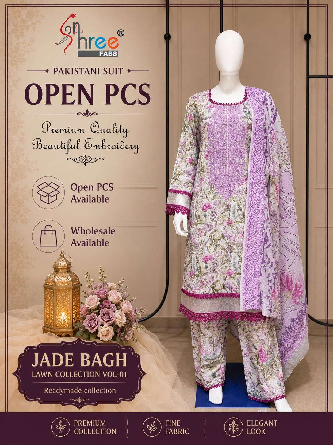 Shree Fabs Jade Bagh Lawn Collection Vol 1 Cotton Pakistani Readymade Suit Wholesalers