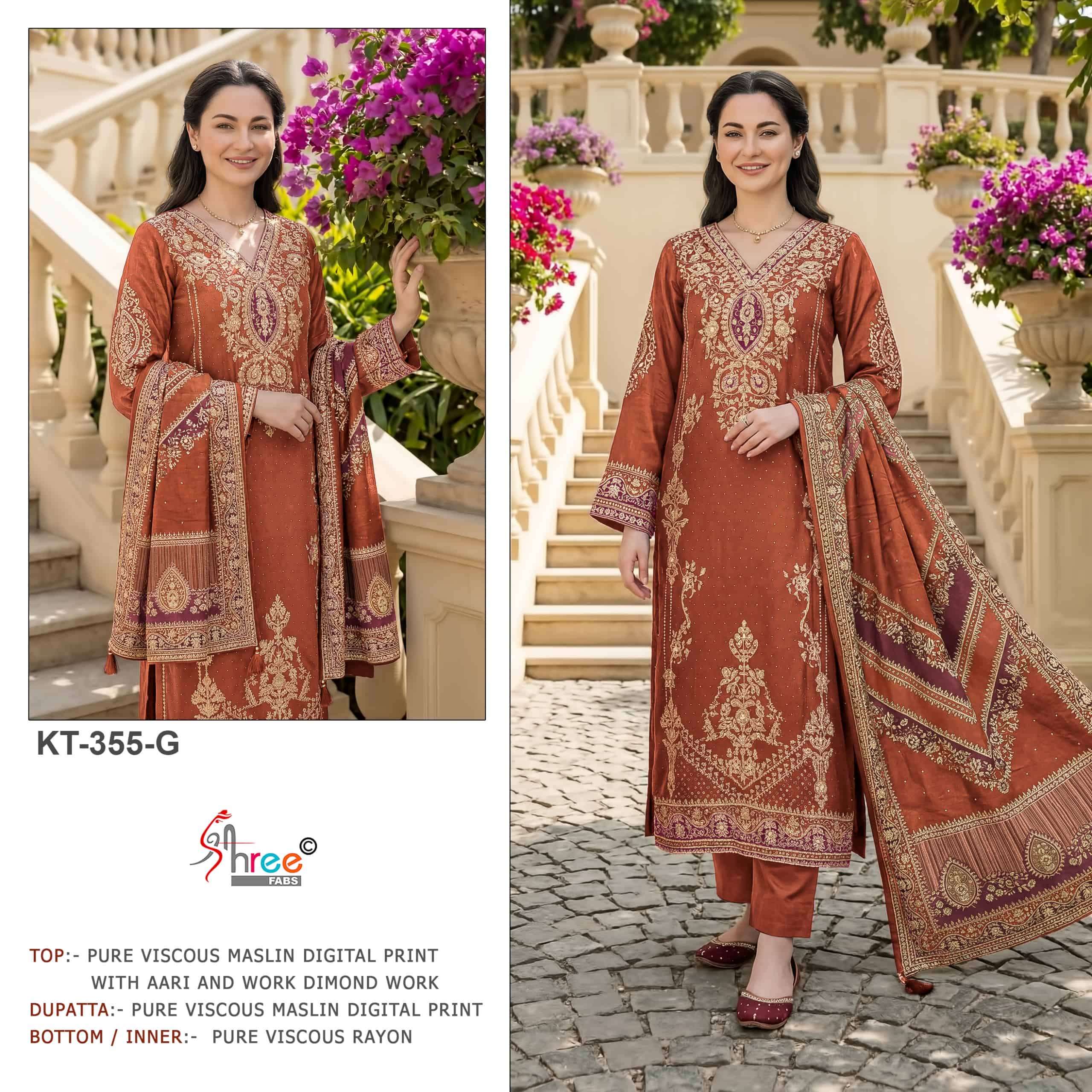 Shree Fabs Kt 355 G Digital Printed Muslin Dress Pakistani Collection