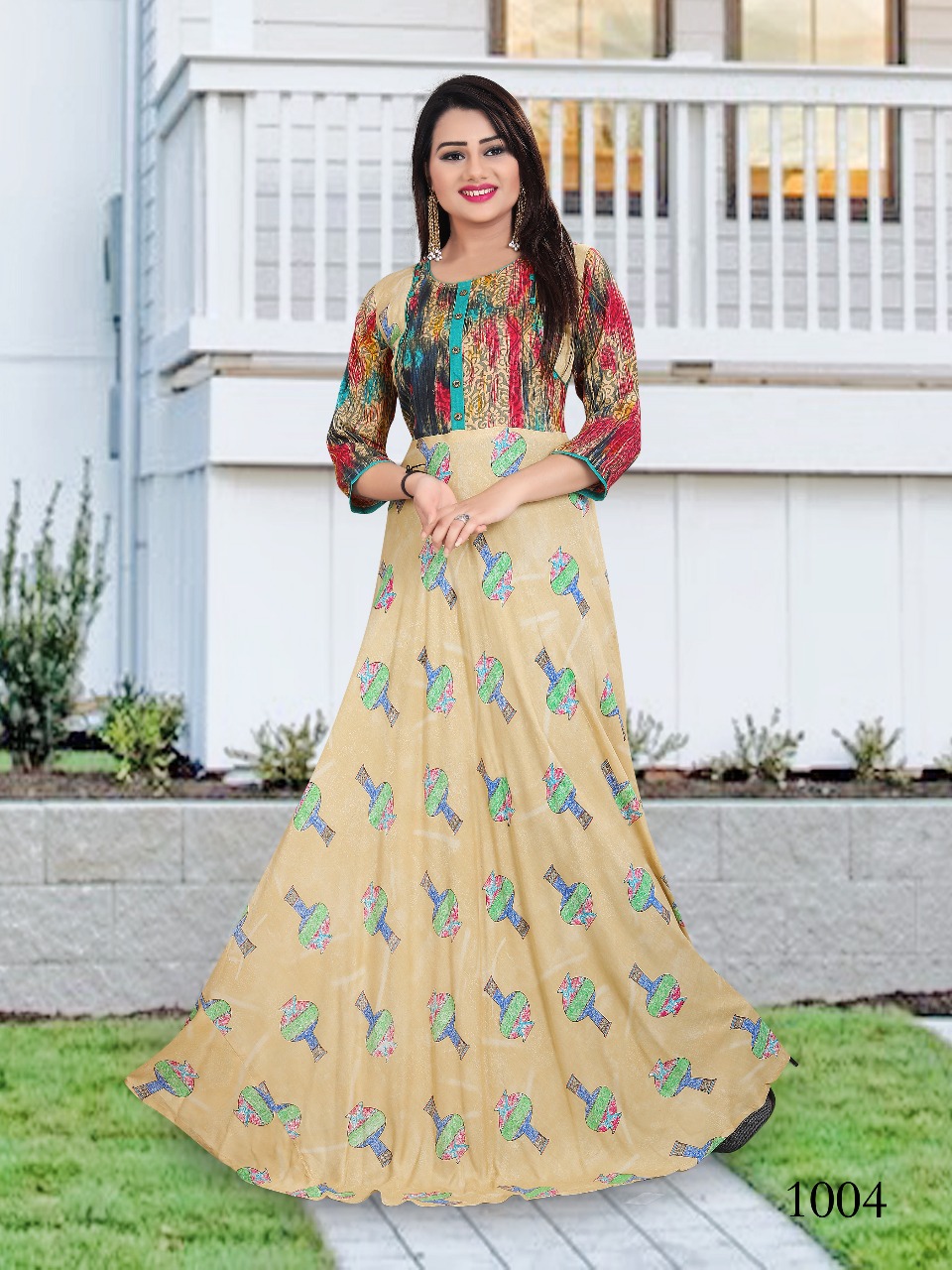 Blue Hils Up To Date Vol 15 Rayon anarkali Gown style Kurti collection:  Textilecatalog