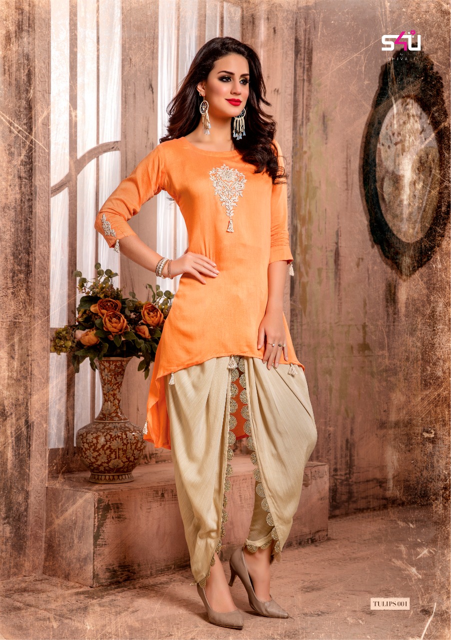 PINK CREPE OUTFIT WITH TULIP PANTS | PEARL TRENDZ INDIA