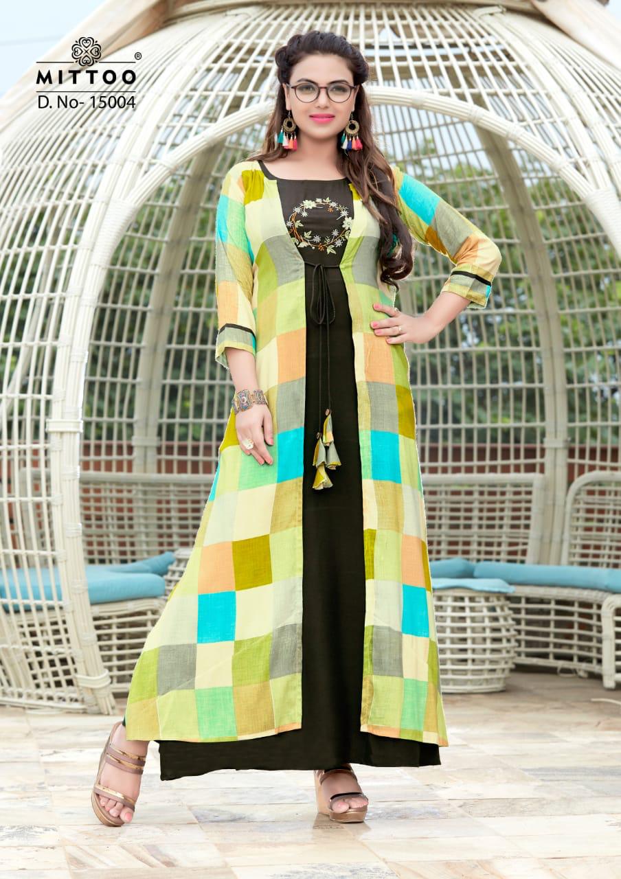 Ft Rayon Latest Fancy Designer Gold Print Double Cut Kurti Collection  The  Ethnic World