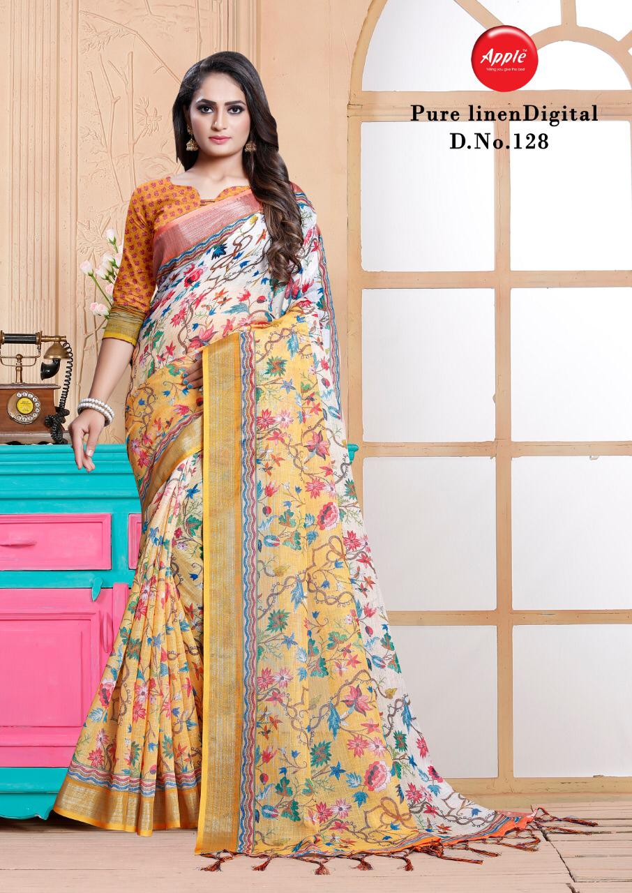 Shop Pure Linen Saree With Floral Print Online Worldwide | Me99