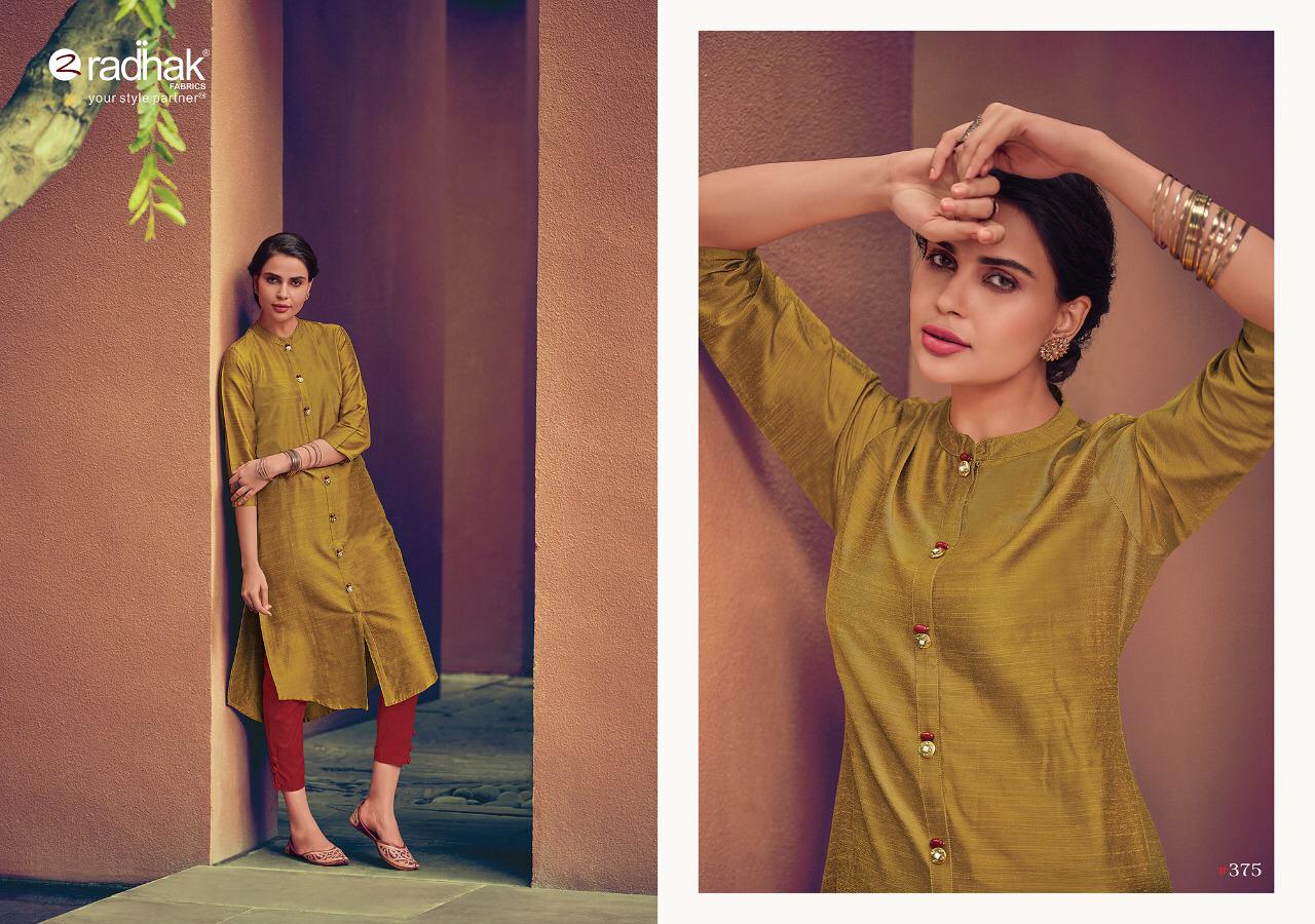 Golden yellow poly silk kurti with embroidery