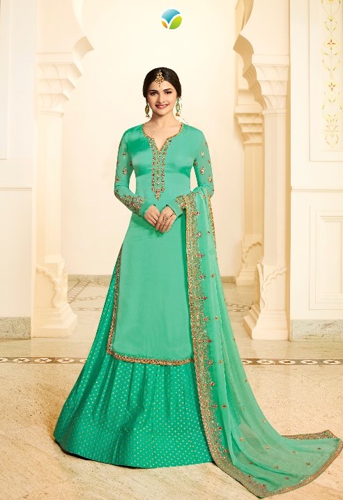 CRUSHED SILK GEORGETTE GOWN WITH HEAVY EMBROIDERY WORK WITH EMBROIDERED  DUPATTA