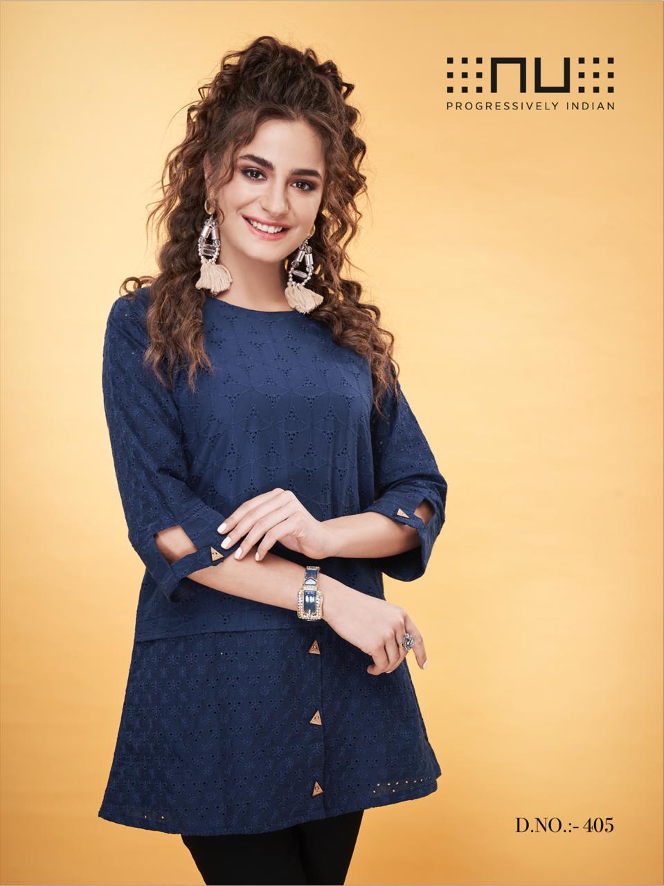 NU Vol 4 Cotton Schiffle Embroidery Short top Catalog with Price