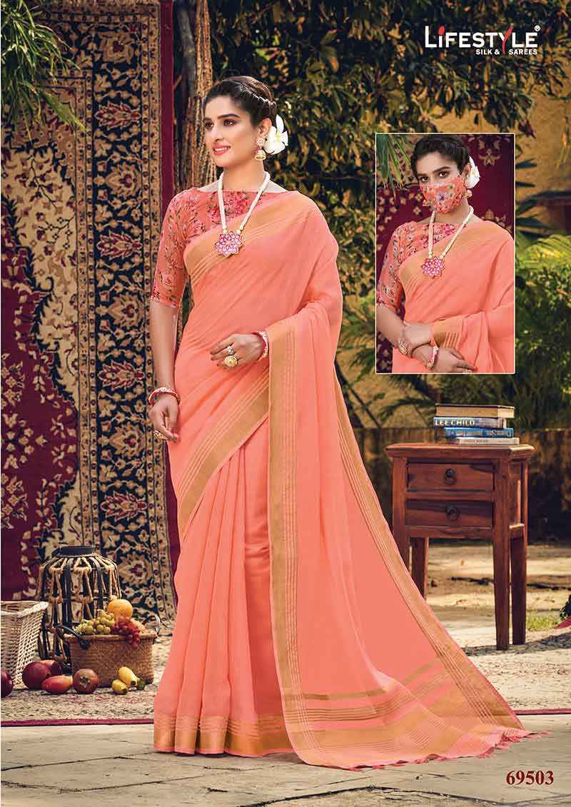 Buy Beautiful Chanderi Silk With Embroidery Work Saree at Rs. 750 online  from Surati Fabric designer sarees : SF-MS-3