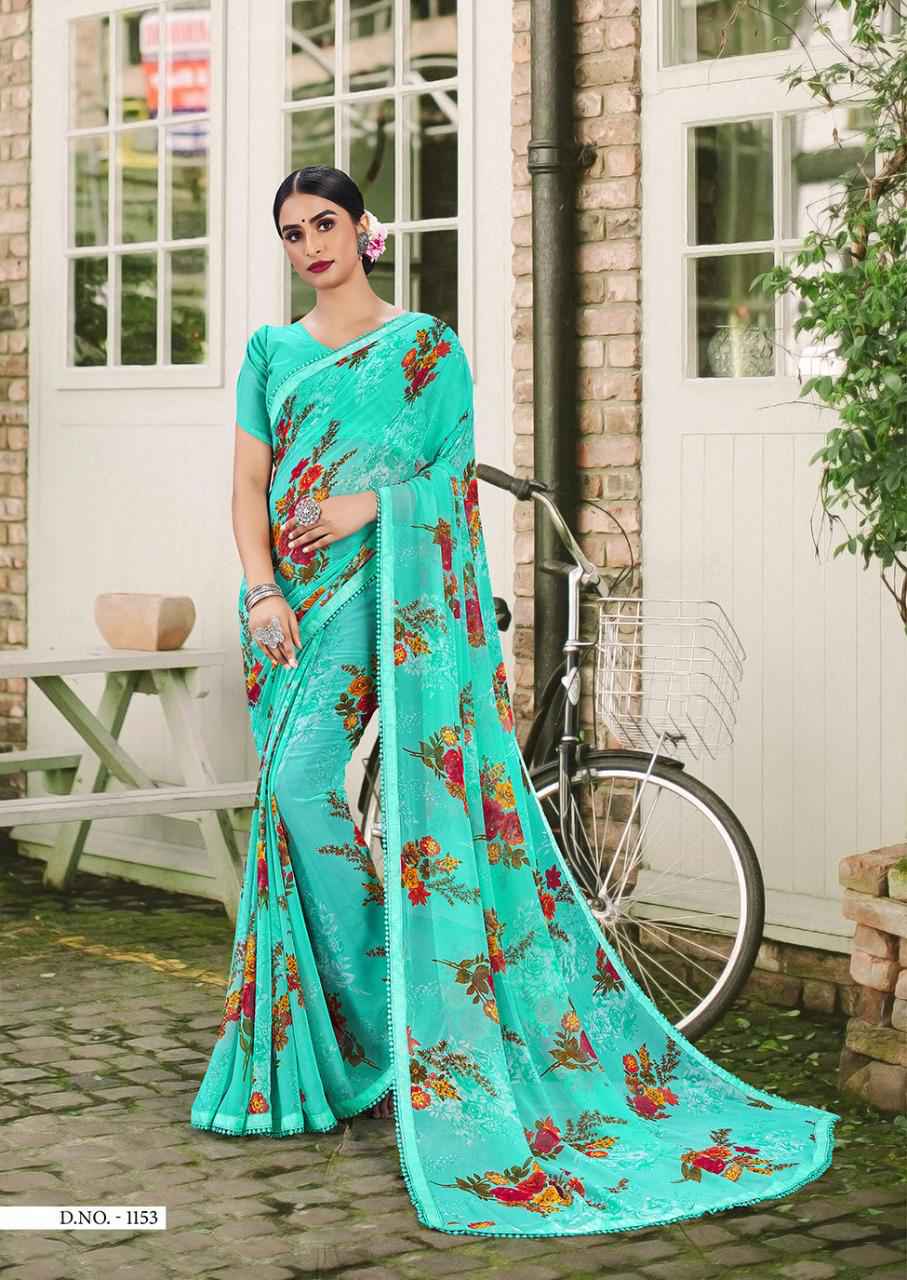 Priya Paridhi Advika Floral Print Georgette Saree Supplier