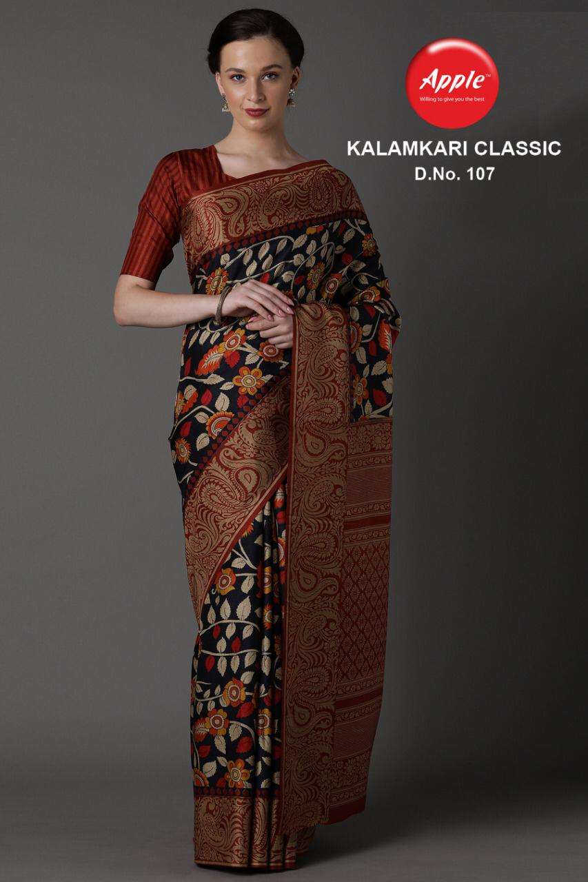 Stunning Silk Blend Kalamkari Block Print Saree | Vastranand