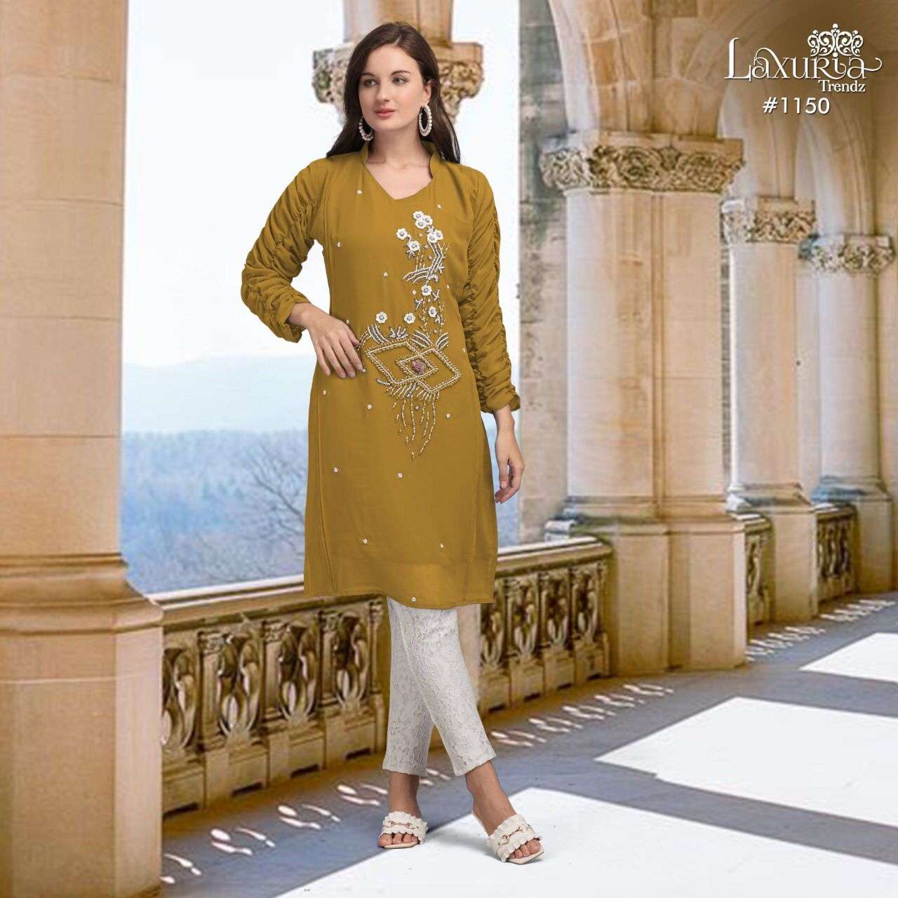 Laxuria Trends 1150Exclusive pakistani Style Kurti pants Combo Collection