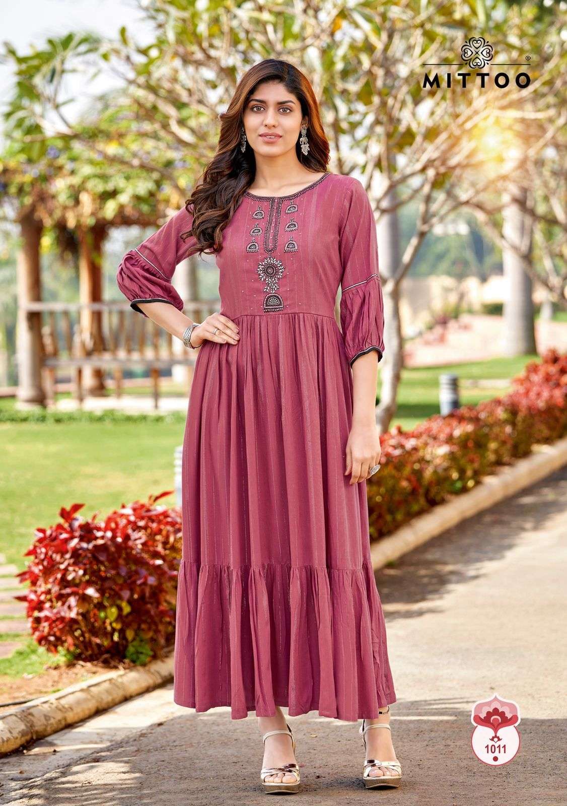 Buy Prominent Brown Colored Heavy Digital Print Rayon Kurti For Occasion  Wear