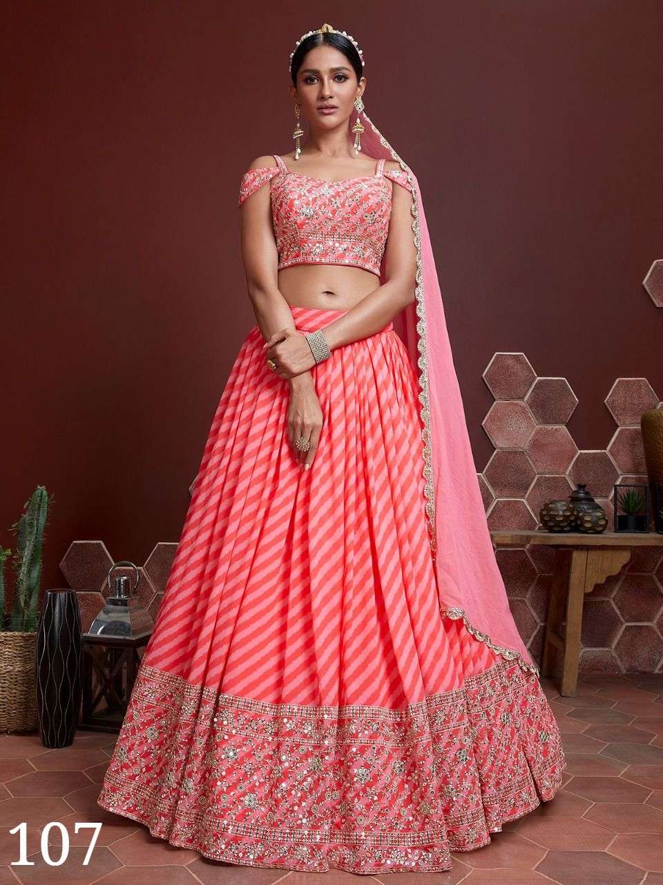 Buy Online Lehenga Choli Embroidered Banarasi Silk in Red : 239854 -