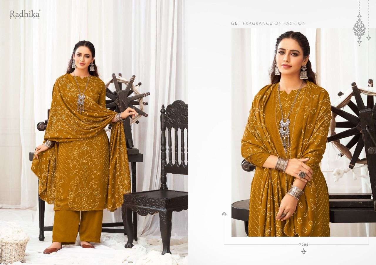 Radhika Sumyra Bandhni Pashmina Print Salwar Kameez Winter Collection
