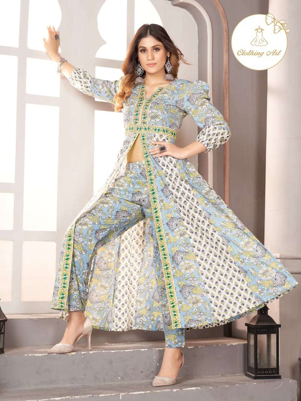 Beautiful Summer Collection Pure Cotton Fabric Front Cut Kurti with Palazzo  Set For A Girl / Women
