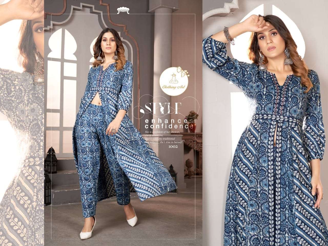Floral Printed Fit & Flare White Front Slit Kurti | BLUE HILLS-101-B |  Cilory.com