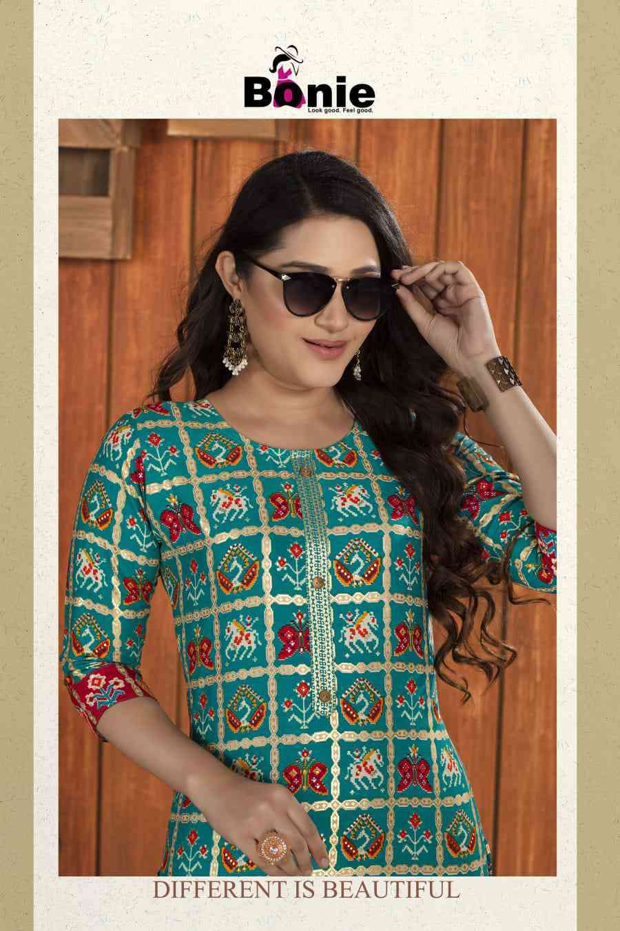Kiana Fashion Rasam Muslin Silk Patola Print Thread Work Stylish Kurti