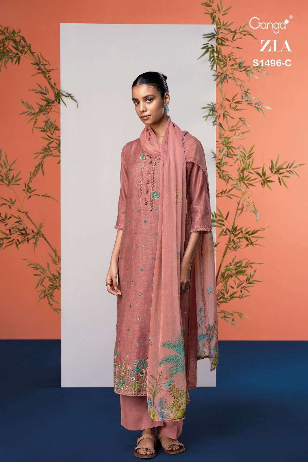 Ganga Aisha Cotton Plazzo Dress Material - Latest Cotton Suits