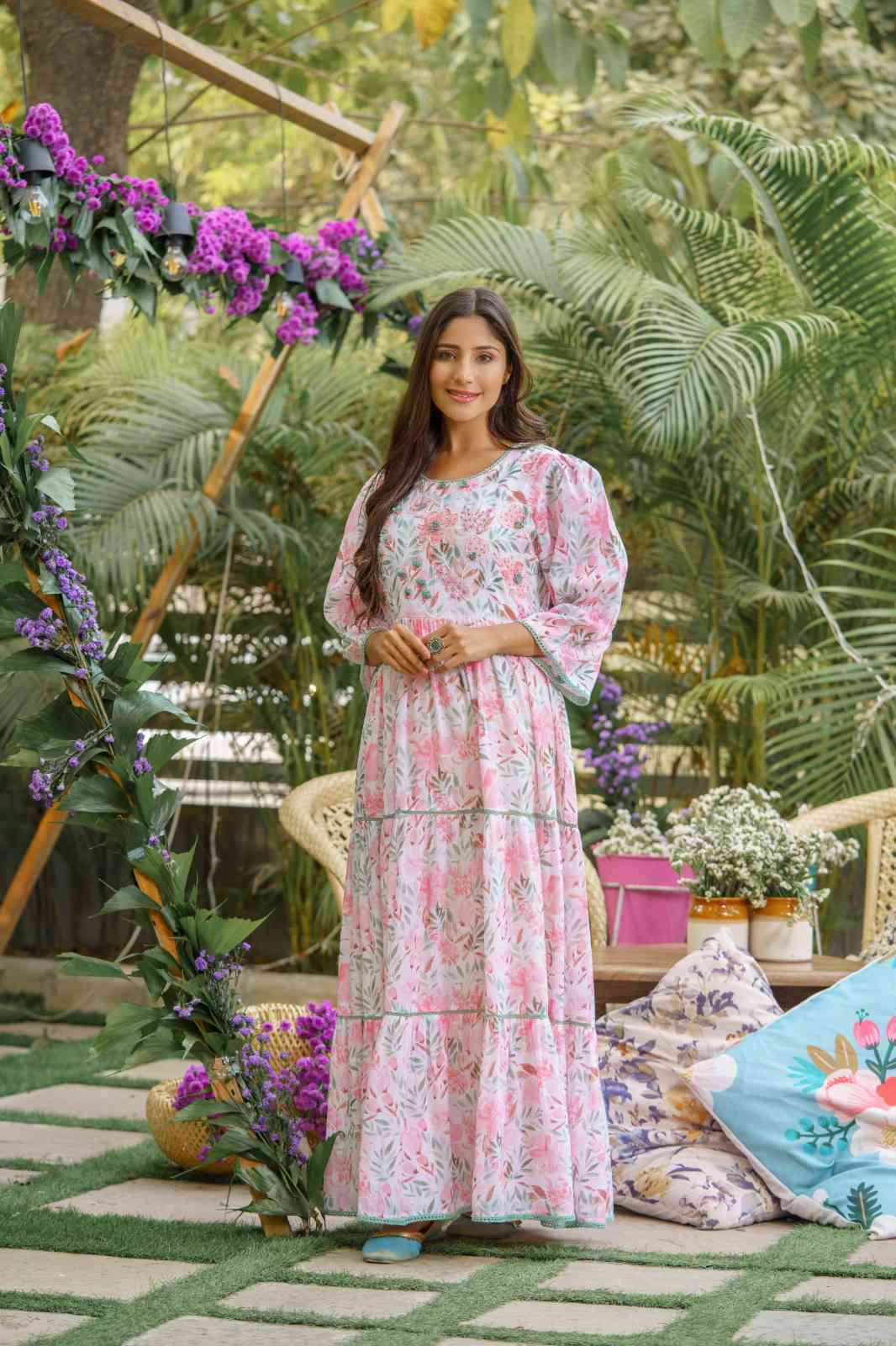 Psyna D 1948 Fancy Linen Exclusive Print Long Gown Catalog Exporter