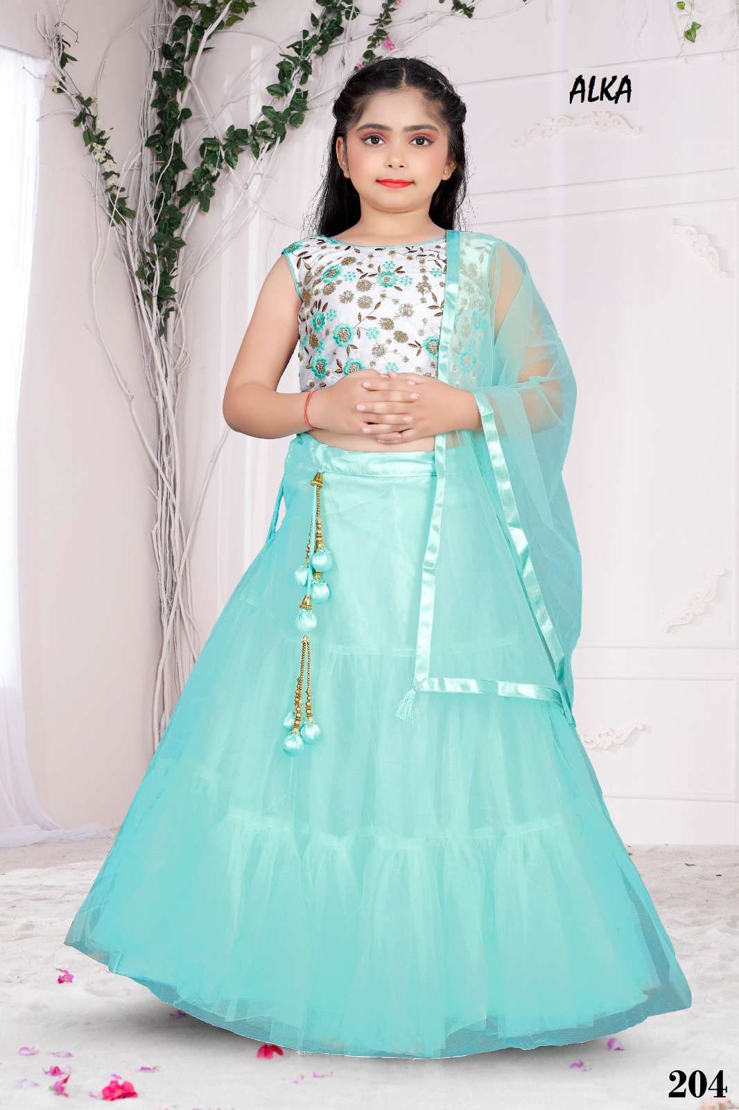 Buy Pspeaches Cap Frill Sleeves Leheriya Design Mirror Work Embellished  Lehenga Choli Set Multi Colour for Girls (10-12Years) Online in India, Shop  at FirstCry.com - 12941216