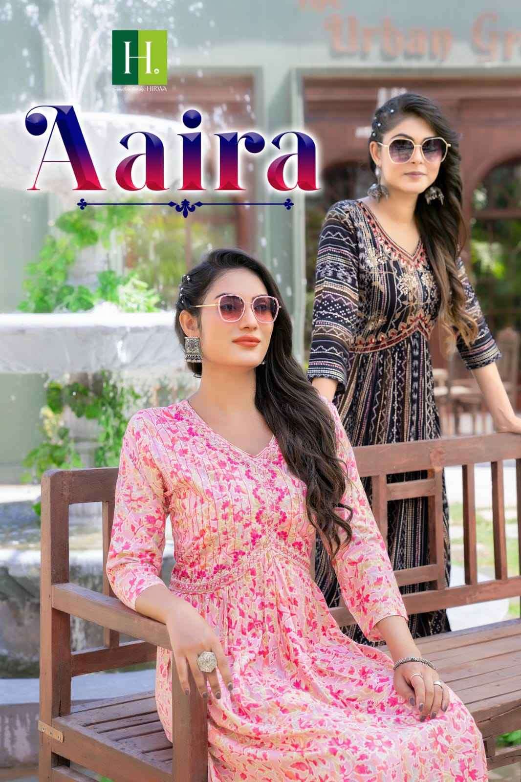 H Dot Hirwa Aaira Latest Style Fancy Aliya Cut Kurti Wholesaler New Arrivals