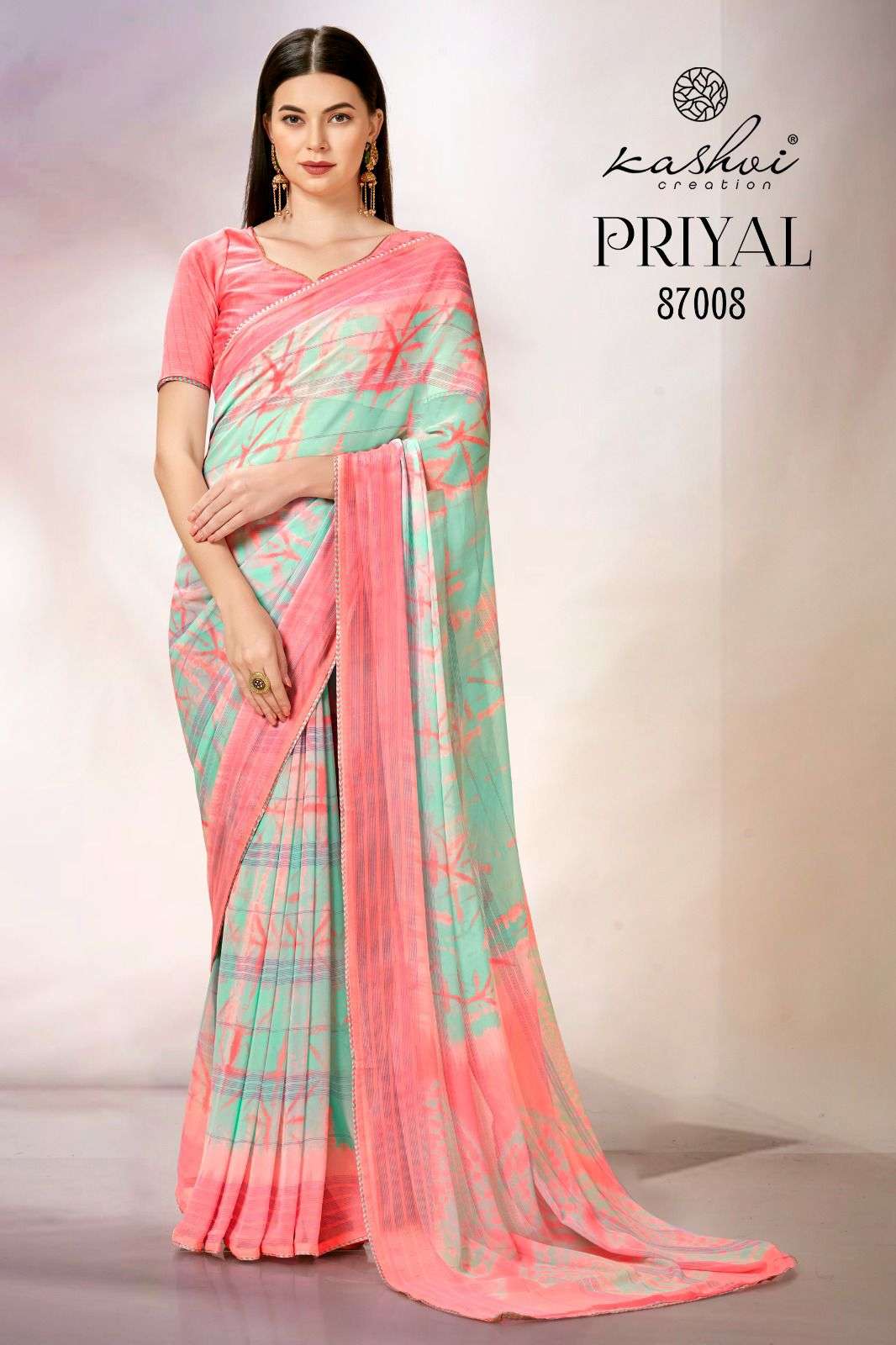Kashvi Priyal Fancy Print Georgette Daily To Wear Branded Saree