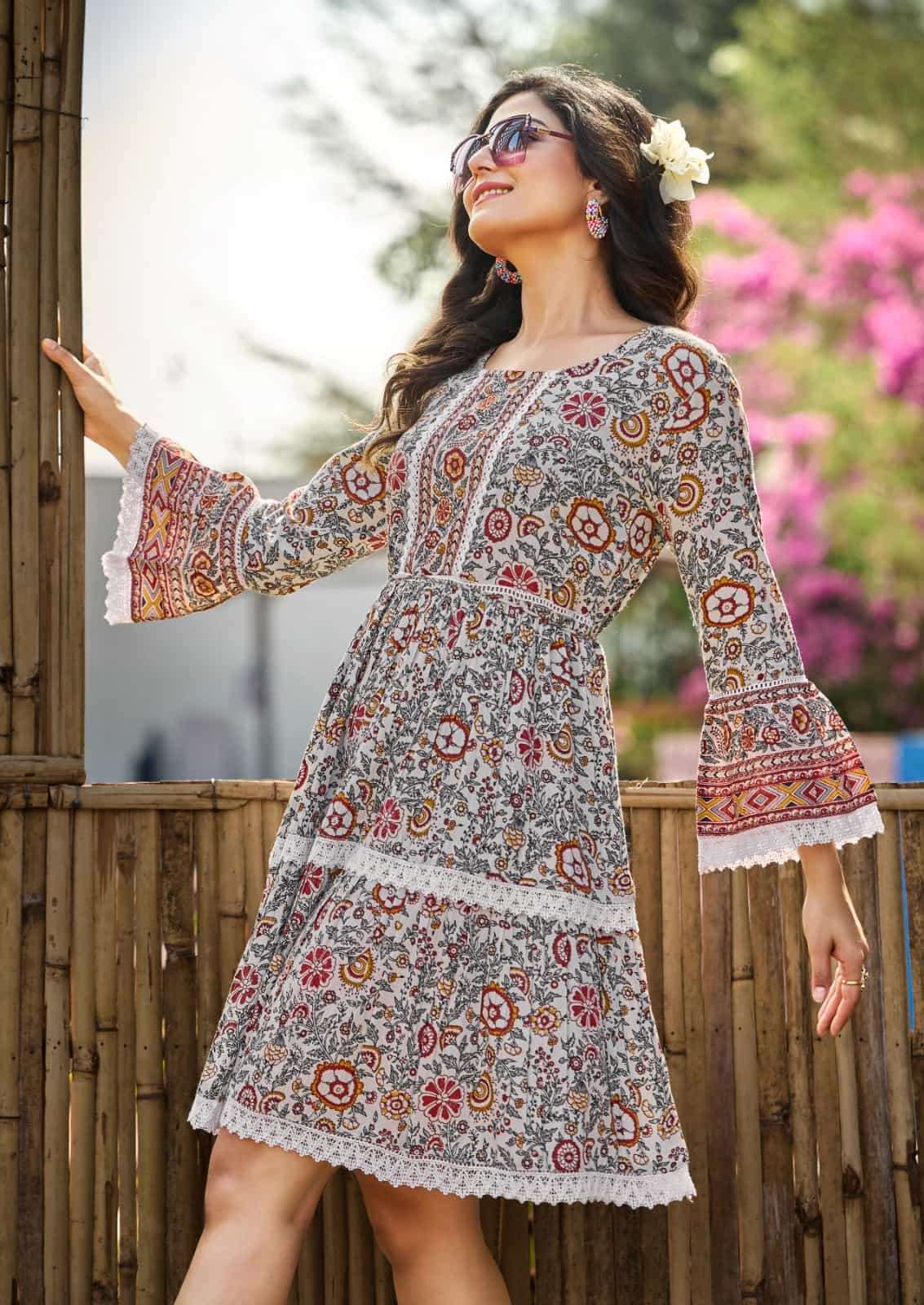 23152 design indira apparel designer fancy latest short kurti wholesaler  surat gujarat