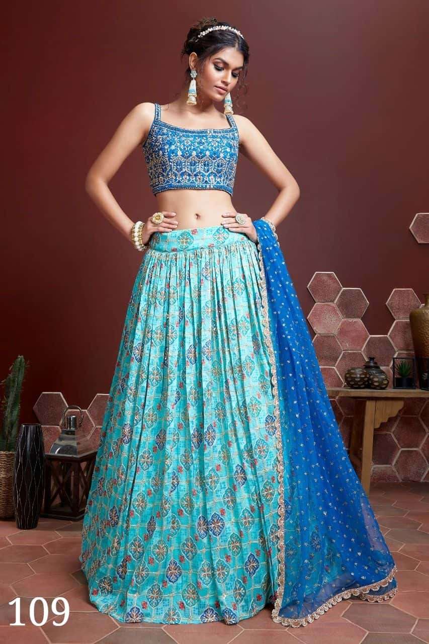 Sangeet Wear Blue Color Elegant Lehenga Choli In Net Fabric | Designer lehenga  choli, Party wear lehenga, Lehenga choli