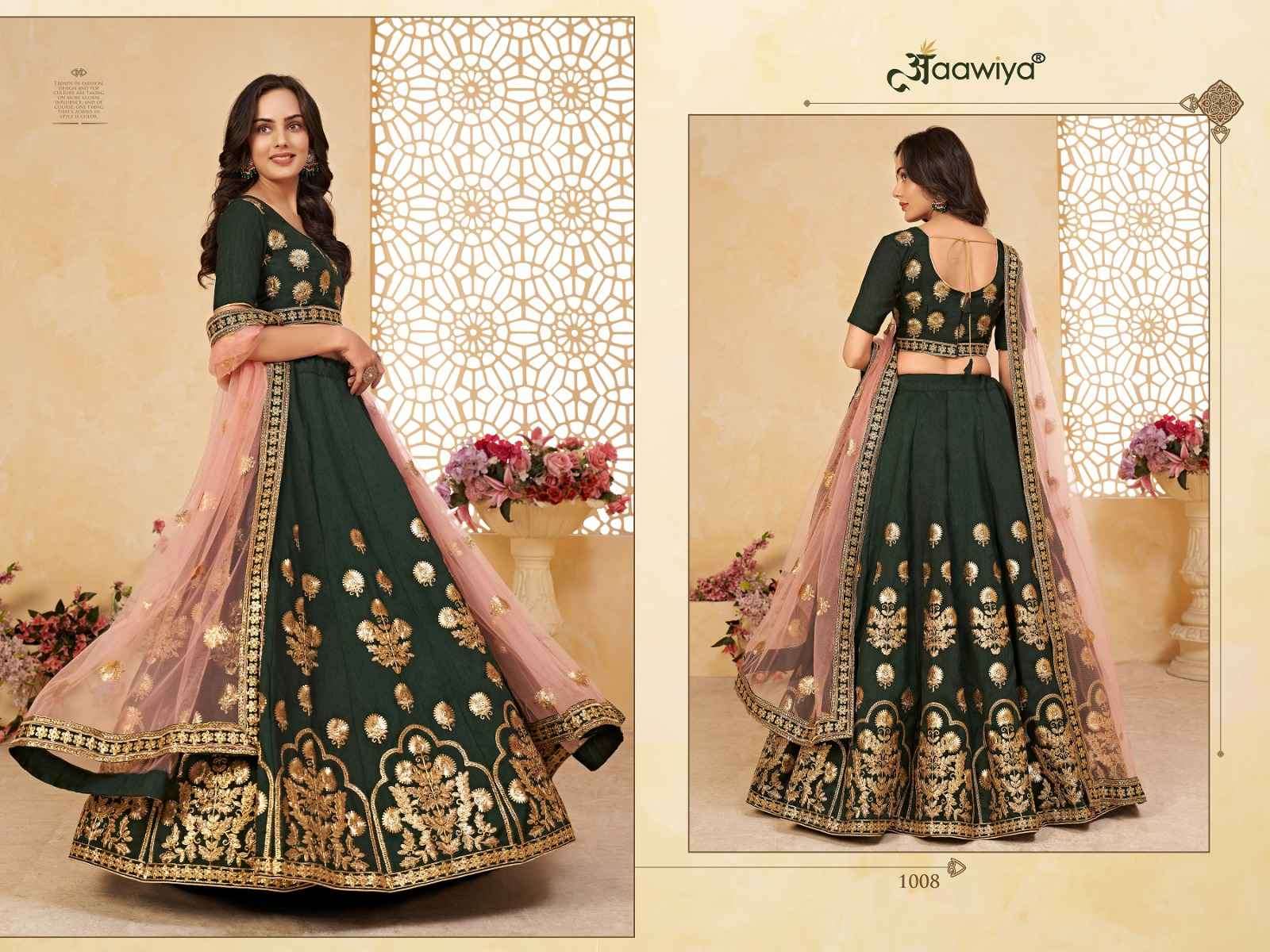 Shaded Green Silk Embroidered Lehenga For Mehndi Function – tapee.in