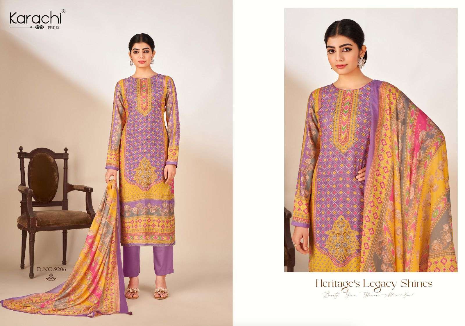 Karachi Prints Noor Exclusive Muslin SIlk Suit Catalog Karachi Prints