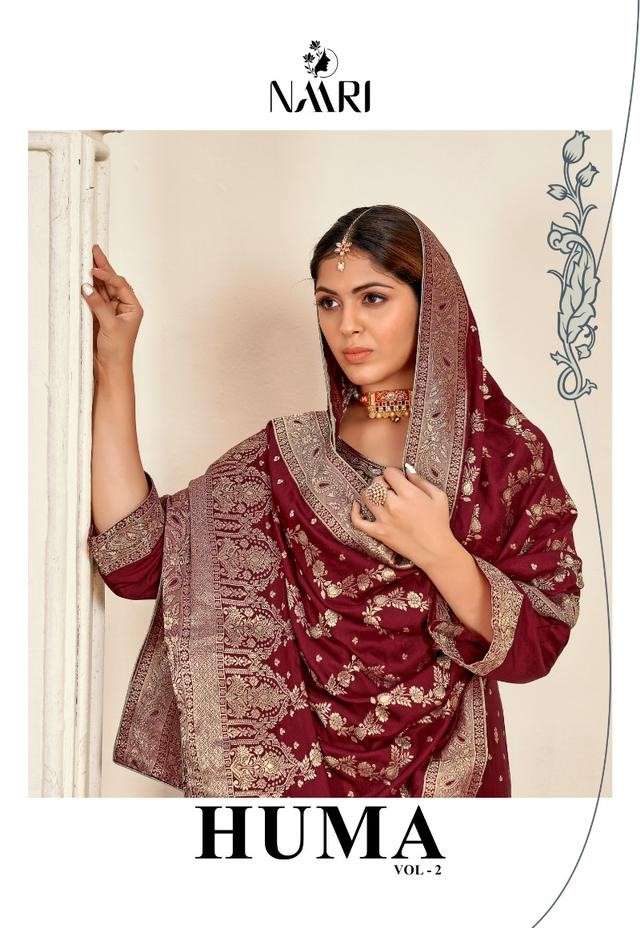 Naari Huma Vol 2 Exclusive Muslin Jacquard Ladies Suit Catalog Dealer
