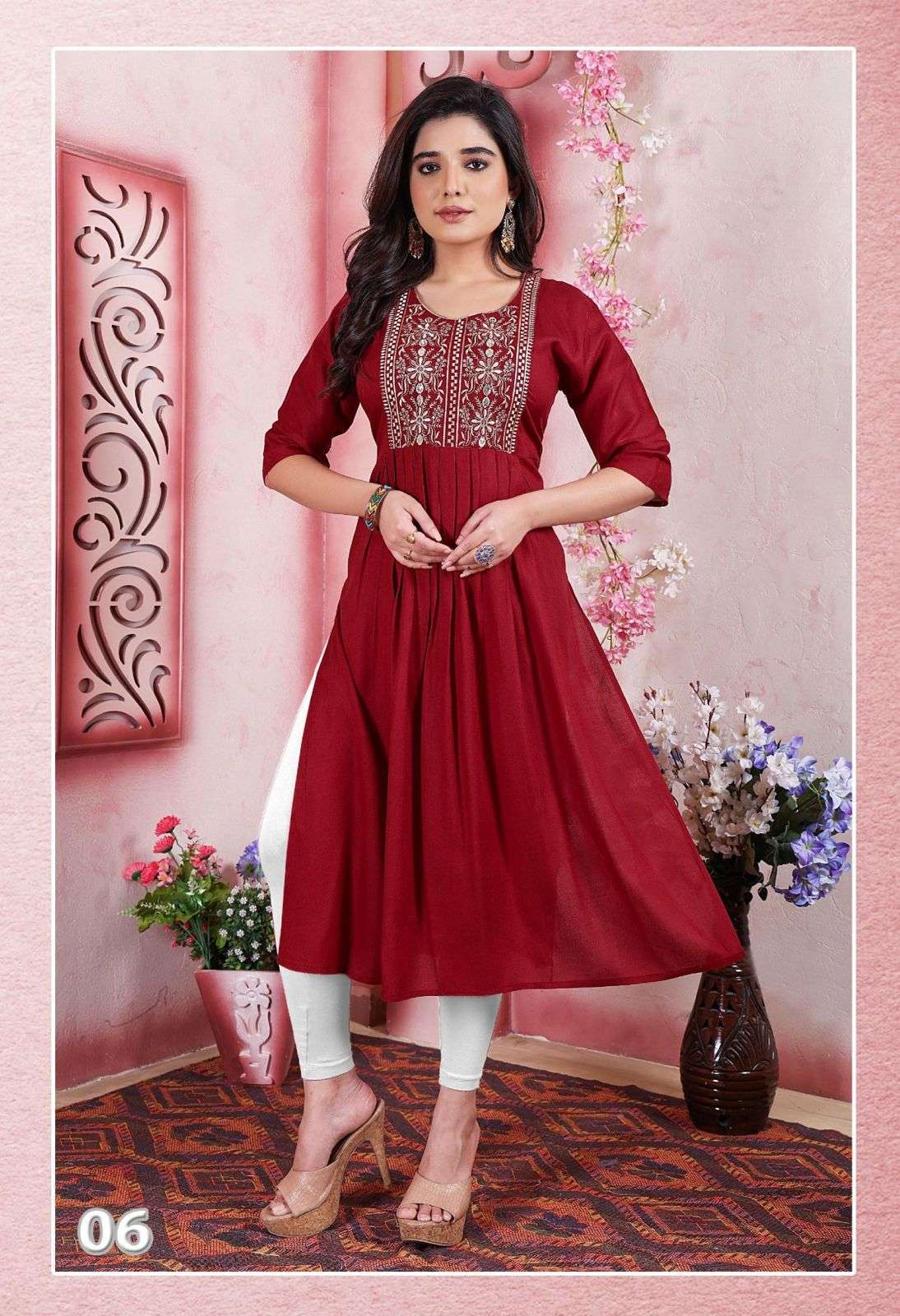 THE LIBAS COLLECTION PINK DESIGNER KURTI WITH FANCY PANT