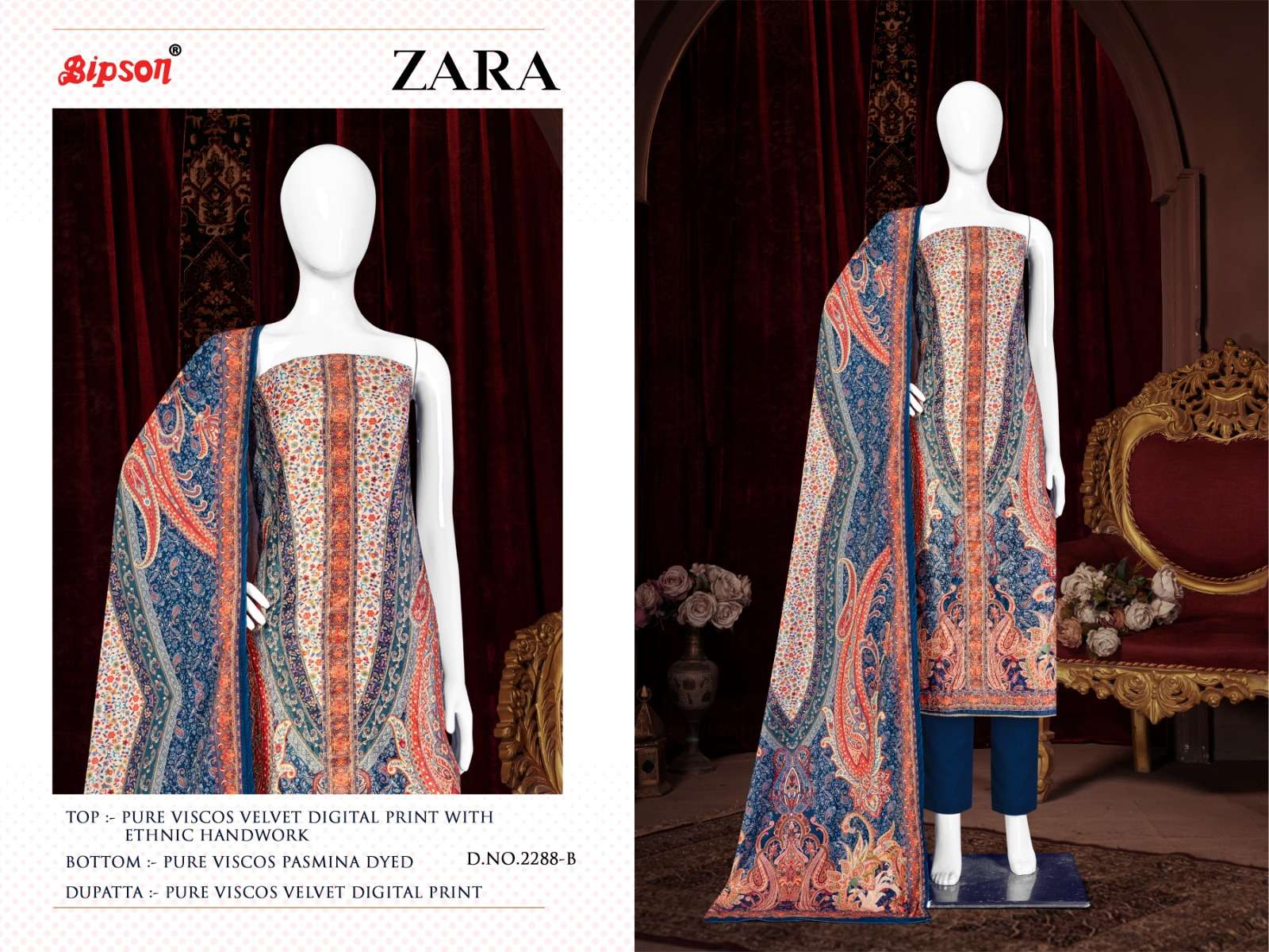 Bipson Zara 2288 Fancy Velvet Ethnic Wear Dress New Collection