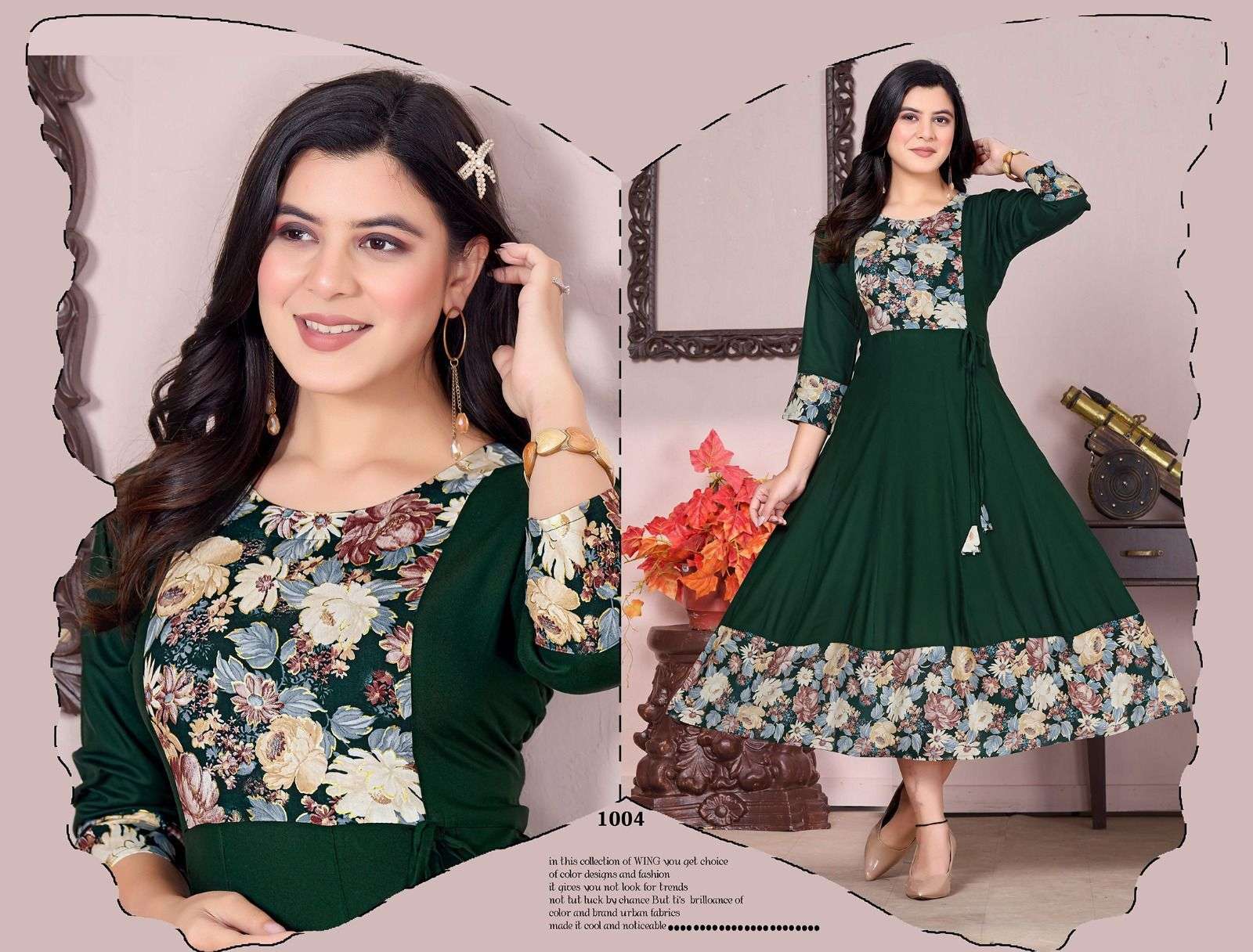 New Latest Long Flared Kurti Set For Women at Rs.950/Piece in panvel offer  by Gayatri Textiles