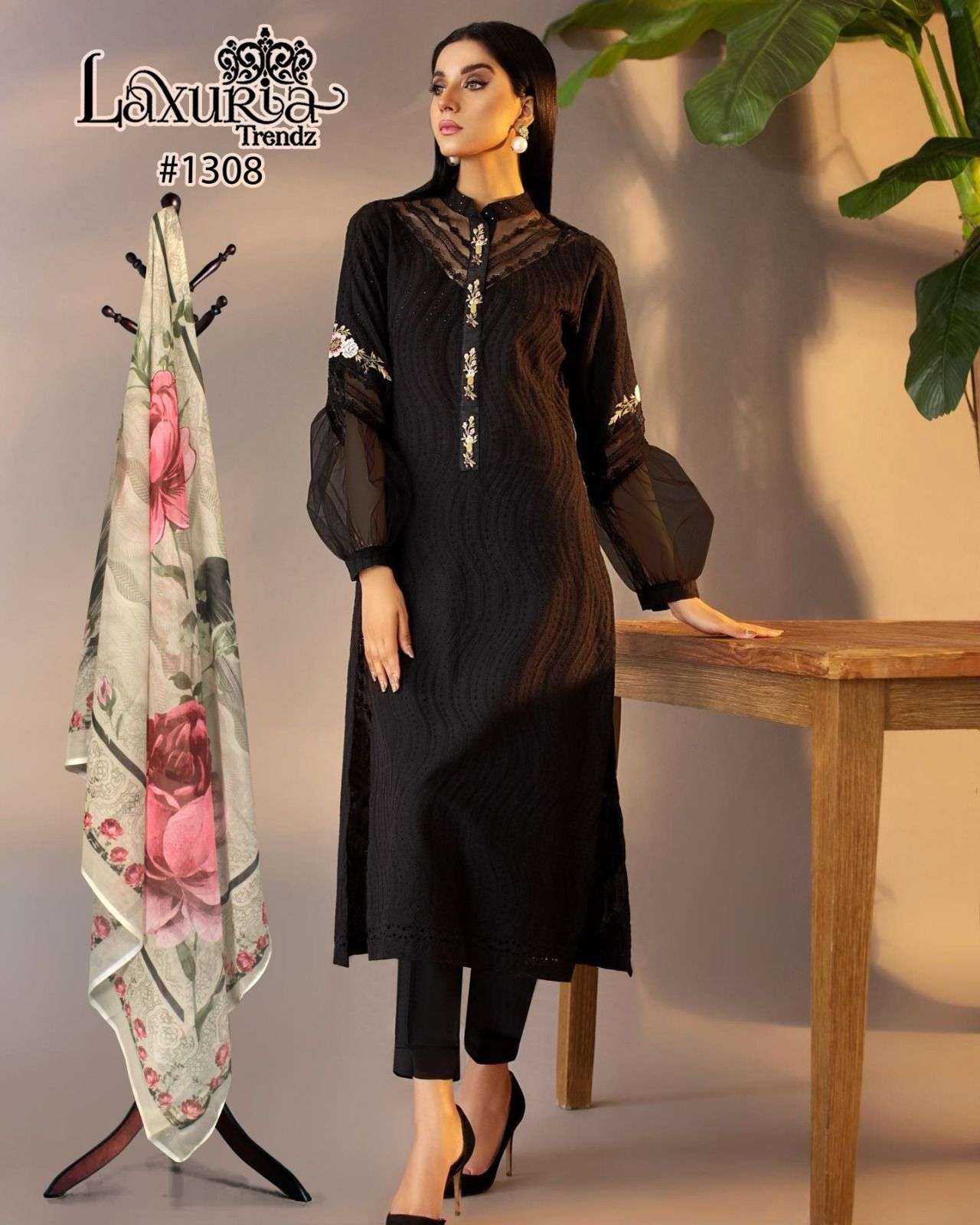 Ramsha R-1049 B Colours Black Semi Stitched Georgette Pakistani Suit