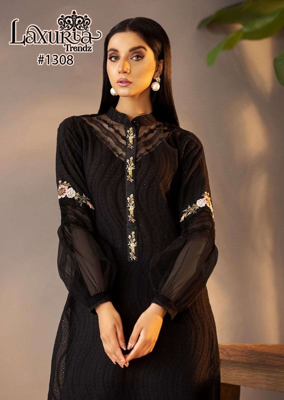 Ethnic PK Chikan Kari Embroidered Long Ladies Kurti Black | Desi Posh