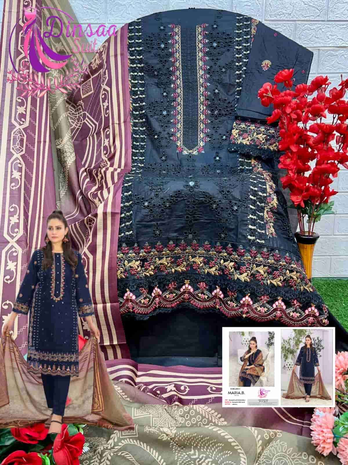 Dinsaa Maria B 254 Hit Colors Pakistani Cotton Embroidered Suit Wholesalers