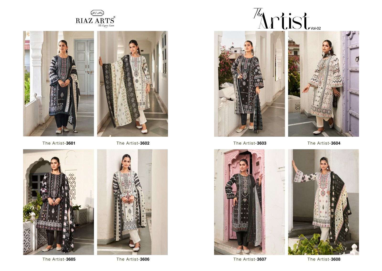 Riaz Arts The Artist Vol 2 Digital Printed Karachi Style Suit Supplier