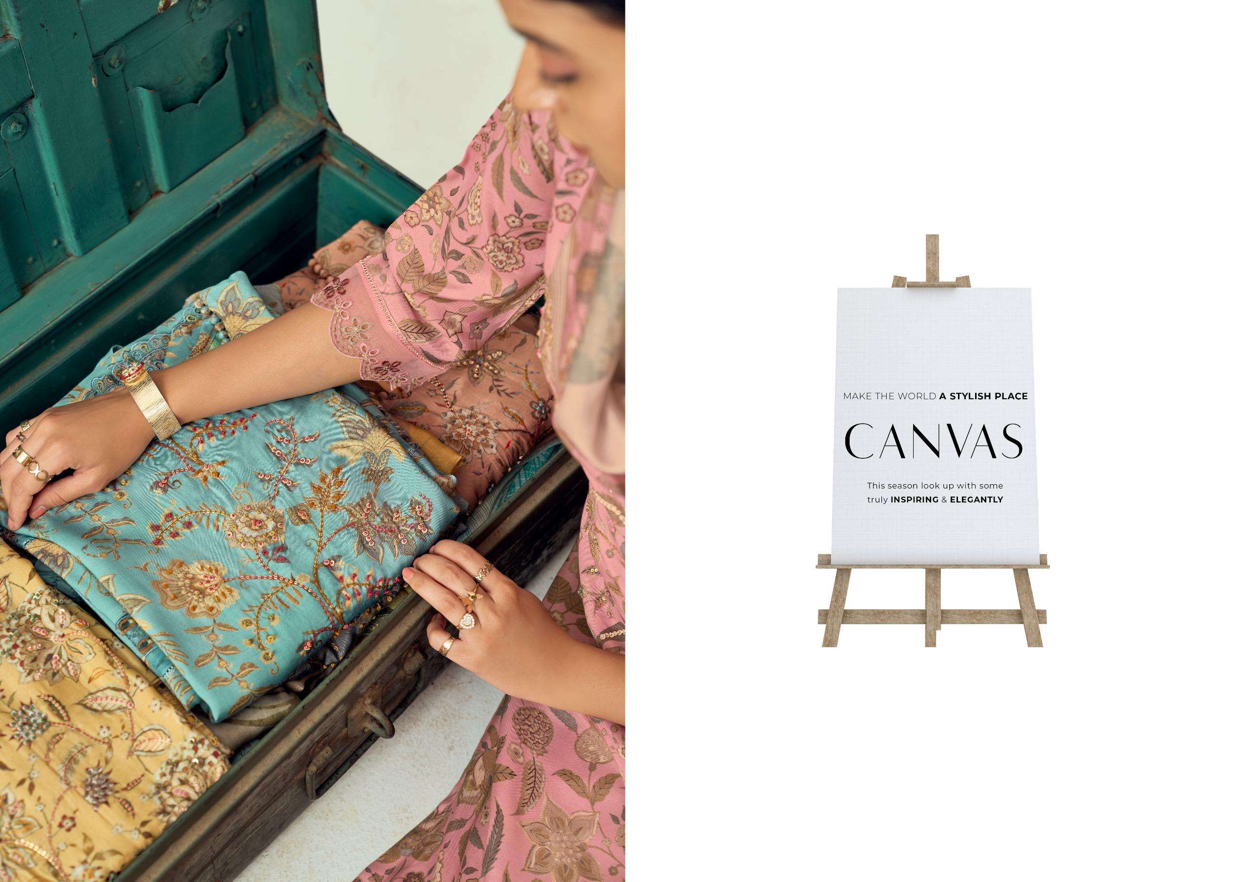 Jay Vijay Shai Canvas Pure Muslin Silk Exclusive Suit Catalog Exporter