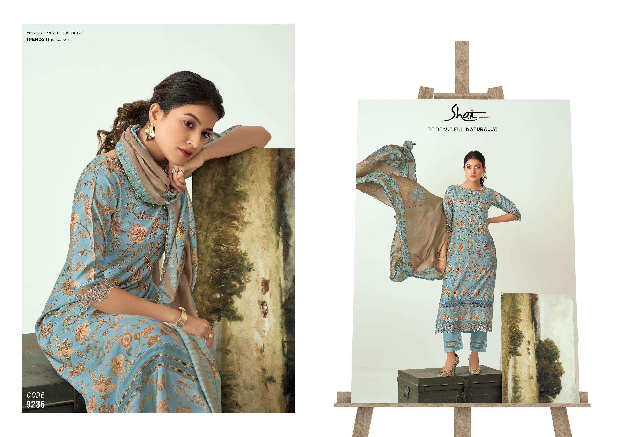 Jay Vijay Shai Canvas Pure Muslin Silk Exclusive Suit Catalog Exporter