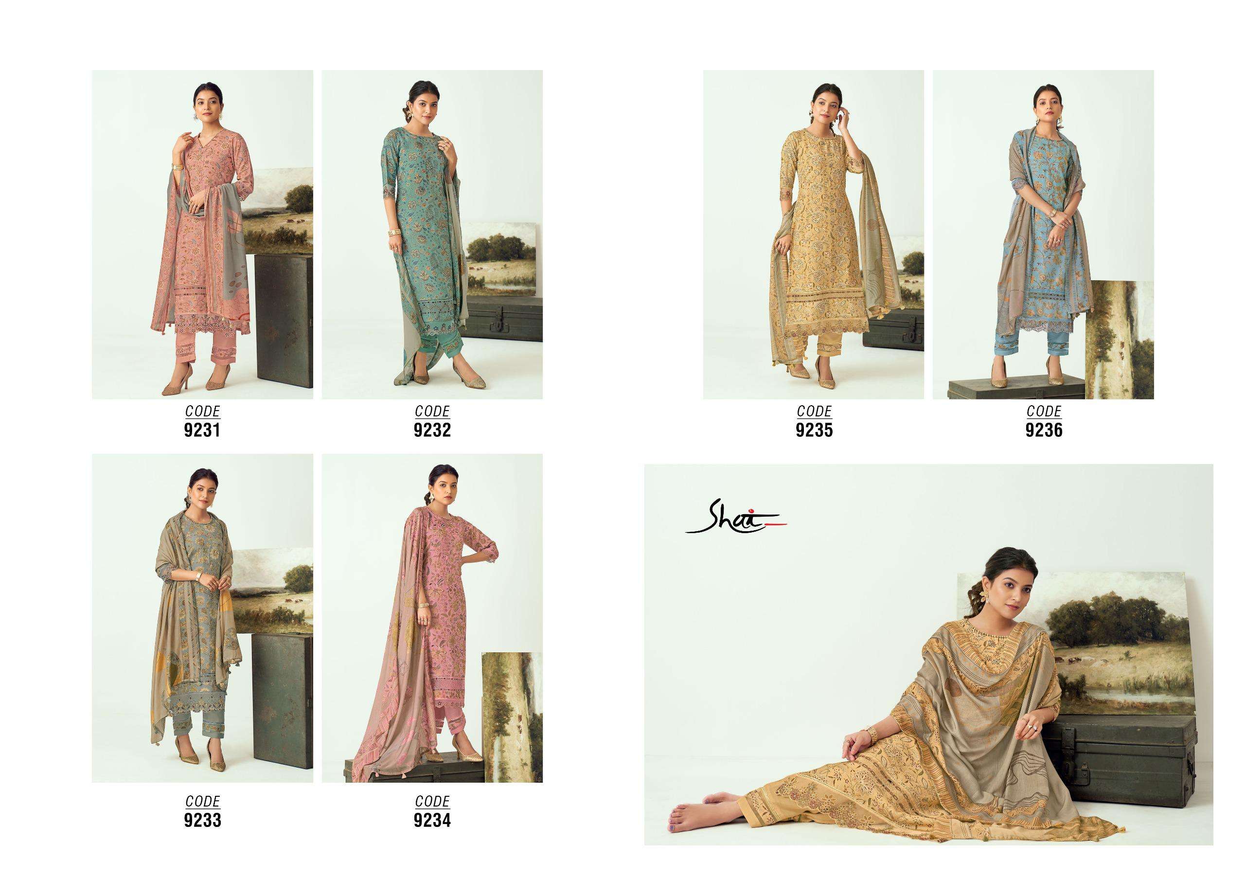 Jay Vijay Shai Canvas Pure Muslin Silk Exclusive Suit Catalog Exporter