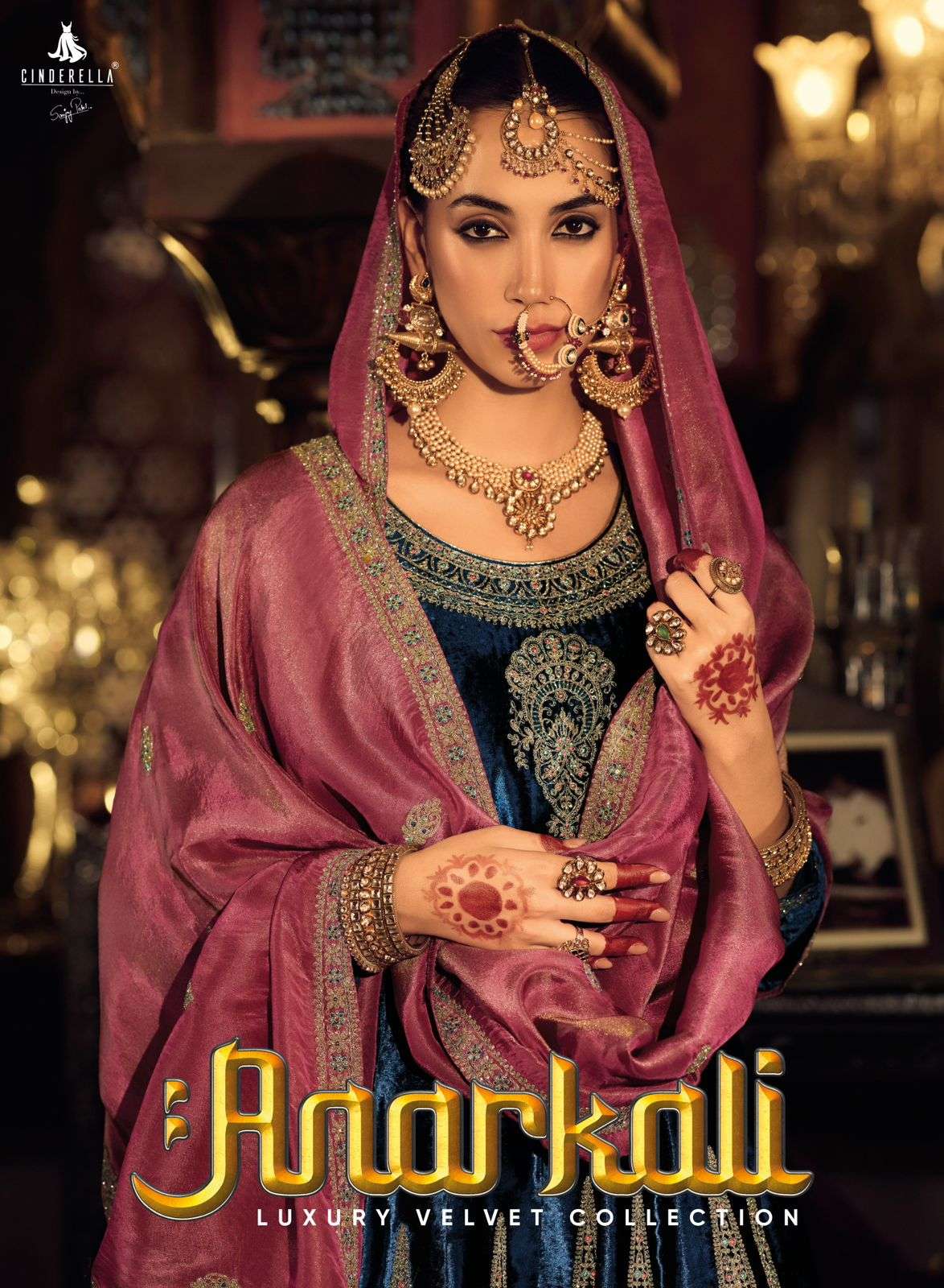 Cinderella Anarkali Bridal Wear Velvet Designer Dress Catalog Exporter