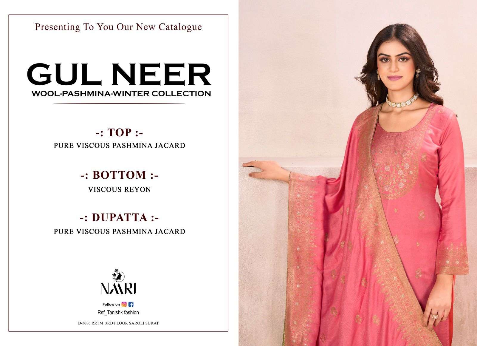 Naari Gul Neer Fancy Jacquard Pashmina Suit Catalog Exporter
